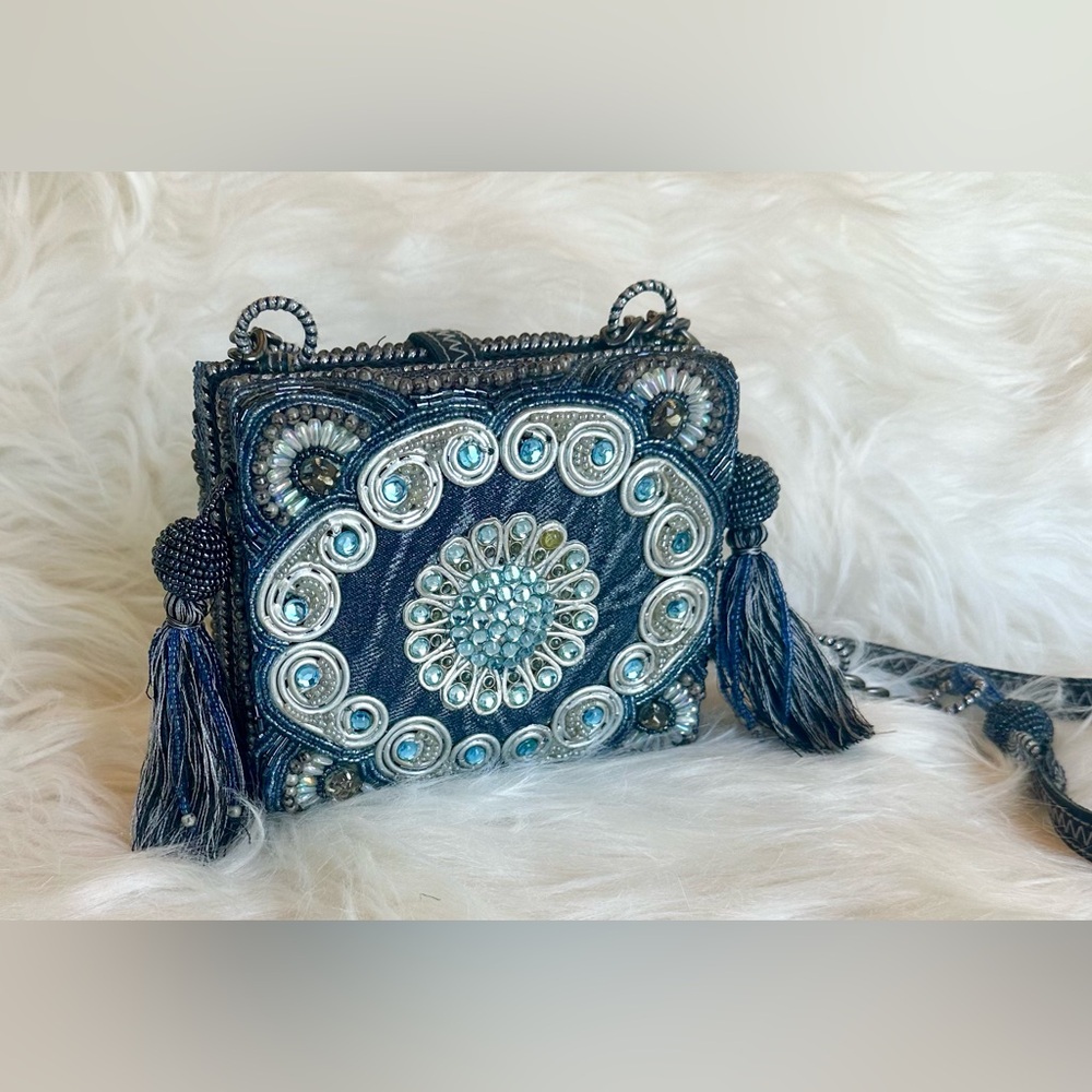 Mary Frances Blue beaded Clutch/Purse - Picture 2 of 11